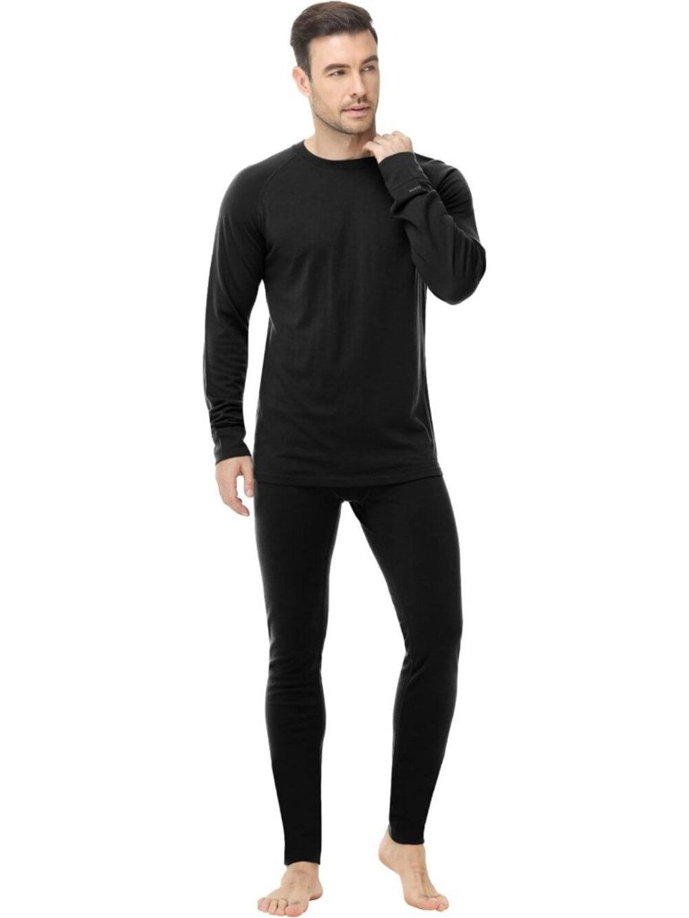 Lightweight Men's 100% Merino Wool Base Layer Set for Skiing & Outdoor